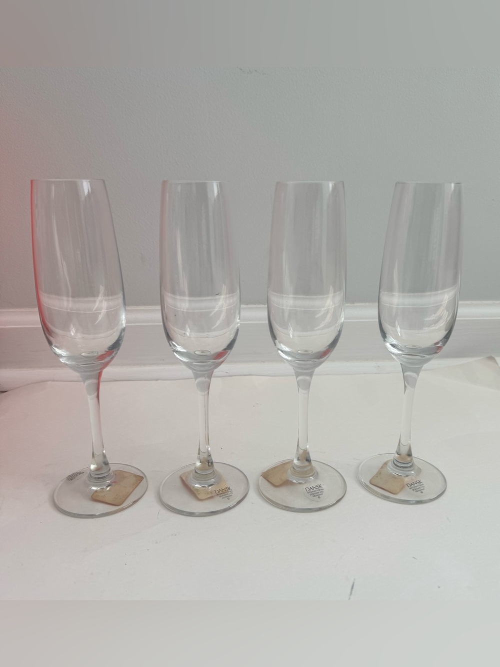 NWT Dansk Clear Crystal Champagne Flutes Made in Germany Set of 4